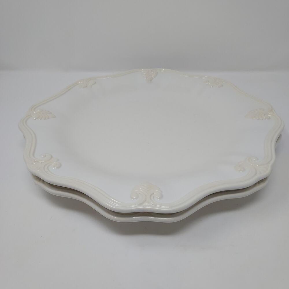 Lenox Butlers Pantry Gourmet Dinner Plate 12" Set of 2 Ivory Scroll Made Italy - Picture 7 of 9